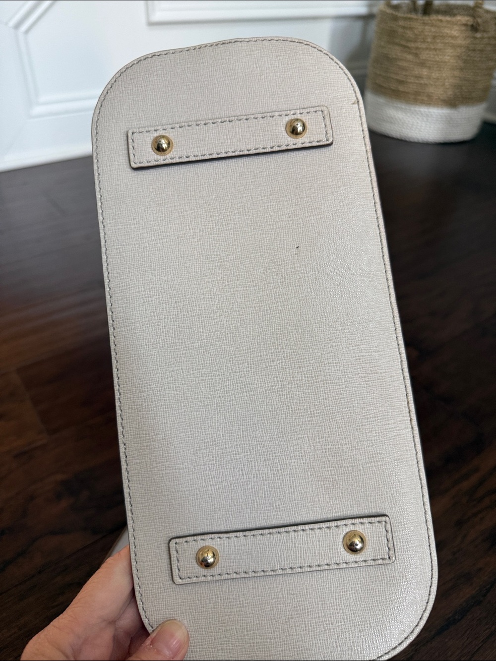Dooney & Bourke Saffiano Leather Satchel Crossbody Ivory Taupe Gold Hardware - Picture 10 of 15